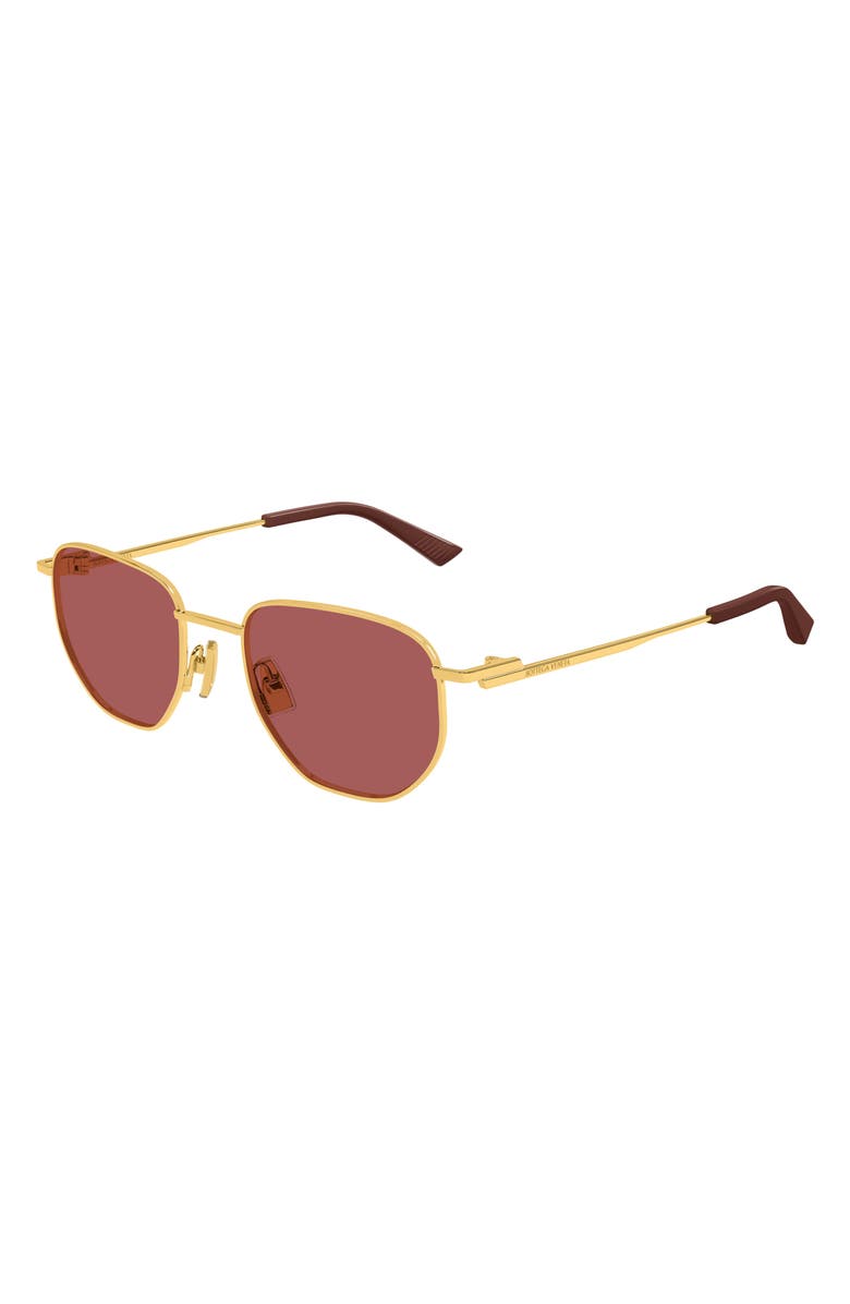 Bottega Veneta 52mm Pilot Sunglasses, Alternate, color, Gold/Pink