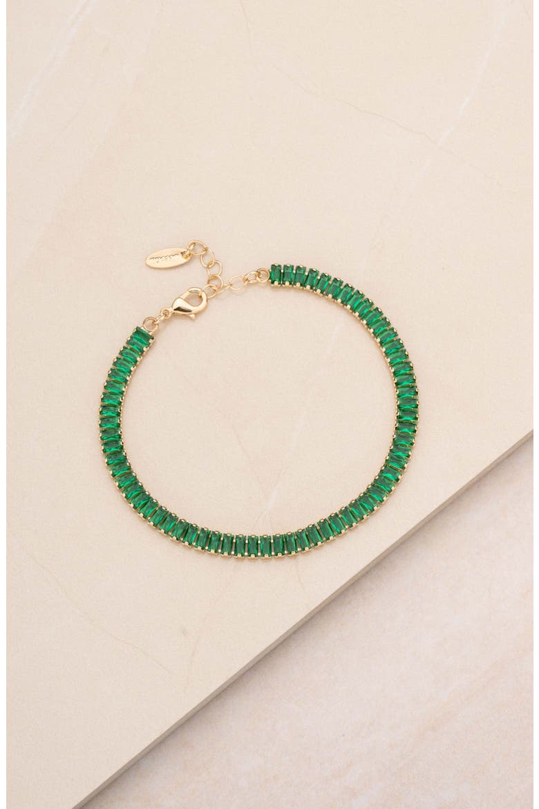 Crystal Baguette Chain Anklet, Alternate, color, GREEN