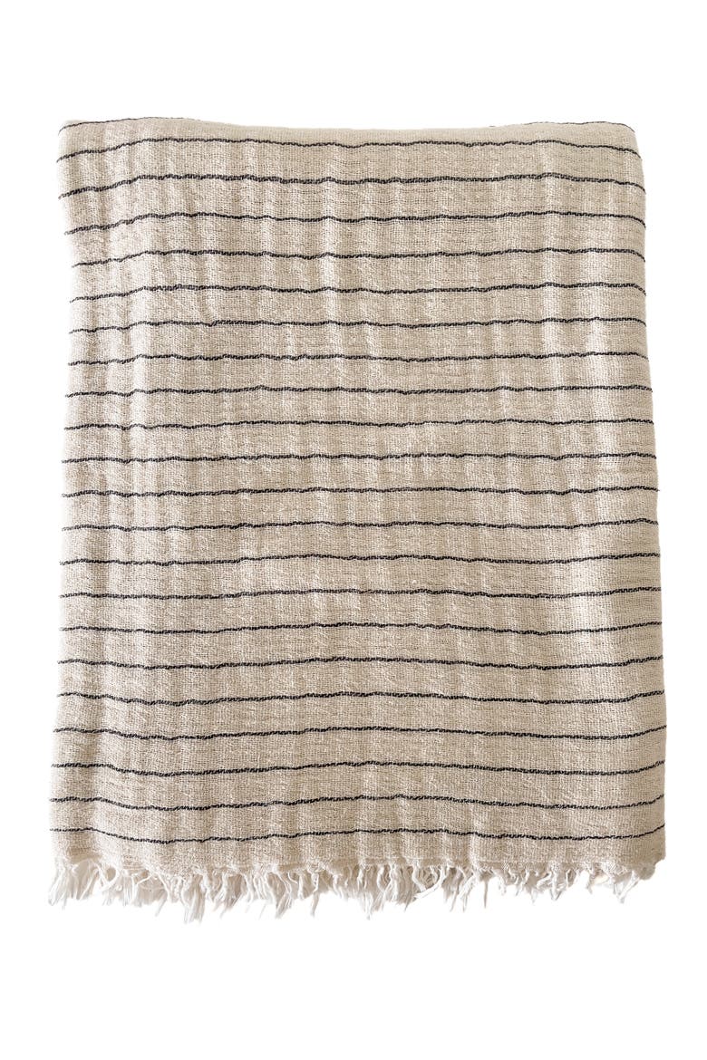 Striped Turkish Cotton Crinkled Throw, Main, color, Beige