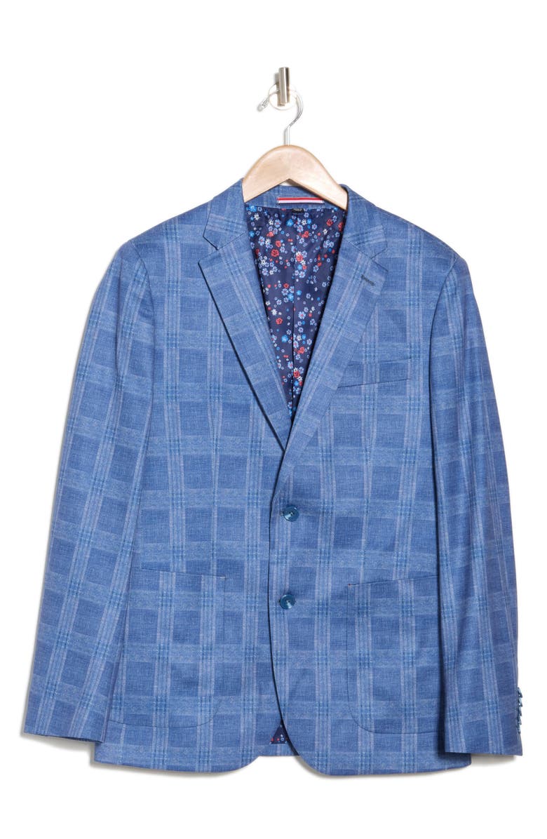 SOUL OF LONDON Check Soft Jersey Blazer, Alternate, color, Blue