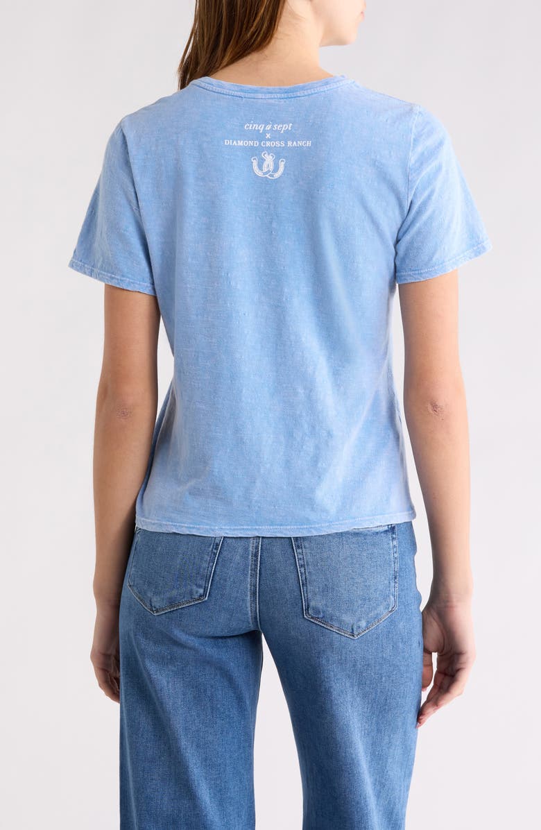 Cinq à Sept Garment Dyed Cotton Graphic Shrunken T-Shirt, Alternate, color, Blue Slate/ White