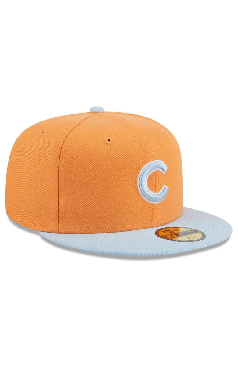New Era Men's New Era Orange/Light Blue Chicago Cubs Spring Color Basic Two-Tone 59FIFTY Fitted Hat, Alternate, color, 