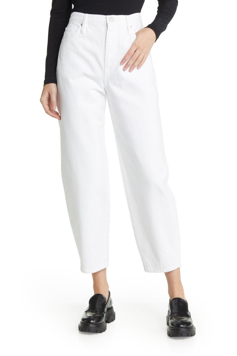 Ultra High Waist Barrel Leg Jeans, Main, color, RUMPLED BLANC