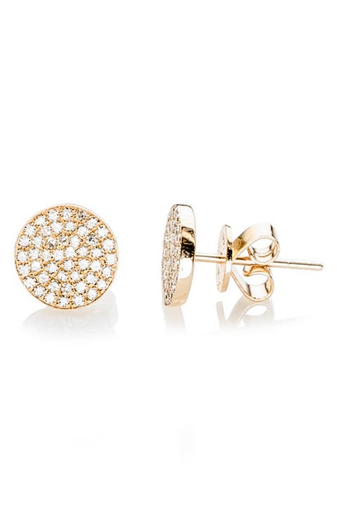 Diamond Disc Stud Earrings
