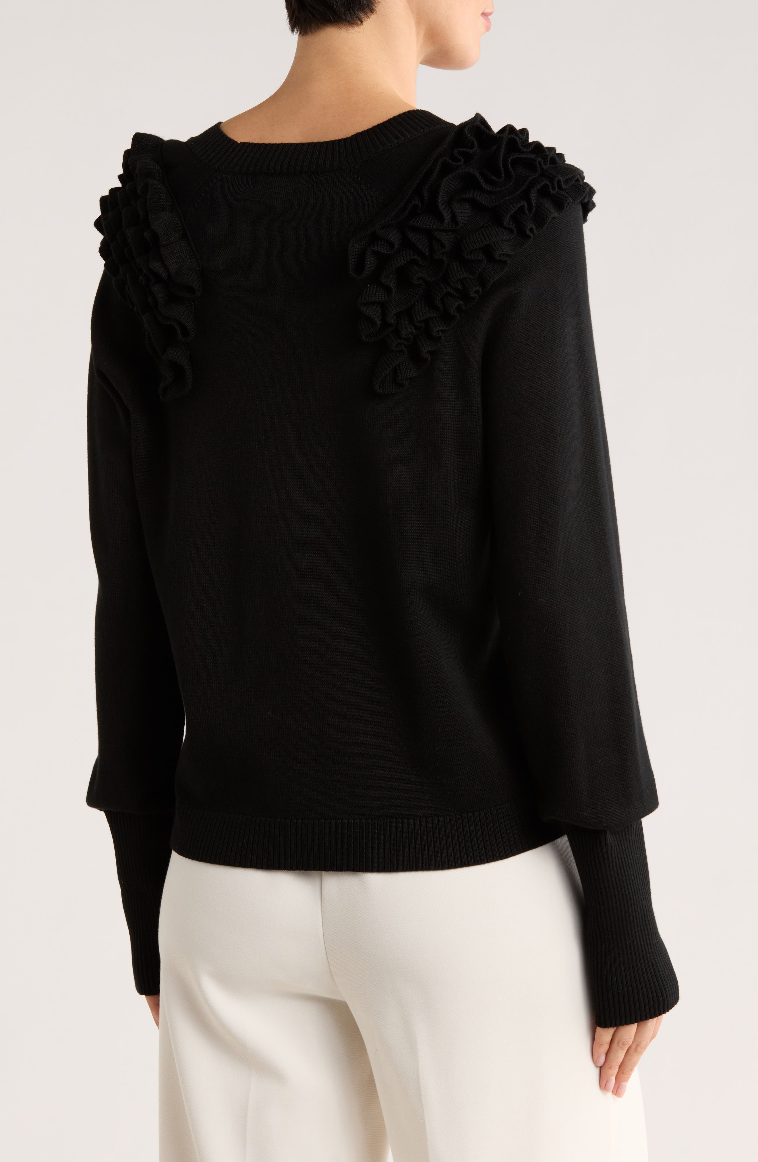 Ruffle Crewneck Sweater - image 2