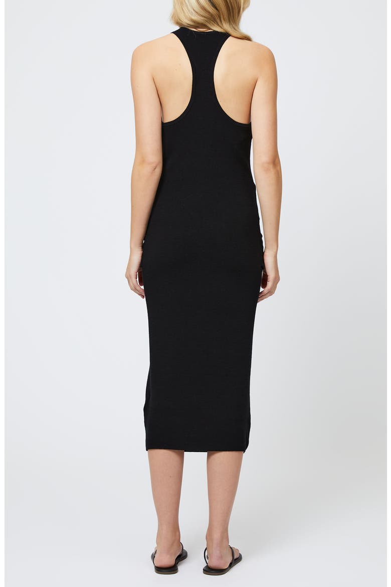 Cosysoft Tie Front Racerback Midi Dress, Alternate, color, 01-BLACK