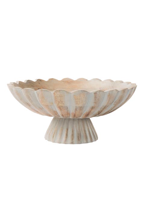 Fluted Pedestal Bowl - Rustic Grey