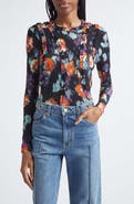 Ulla Johnson Clover Floral Frill Detail Jersey Top