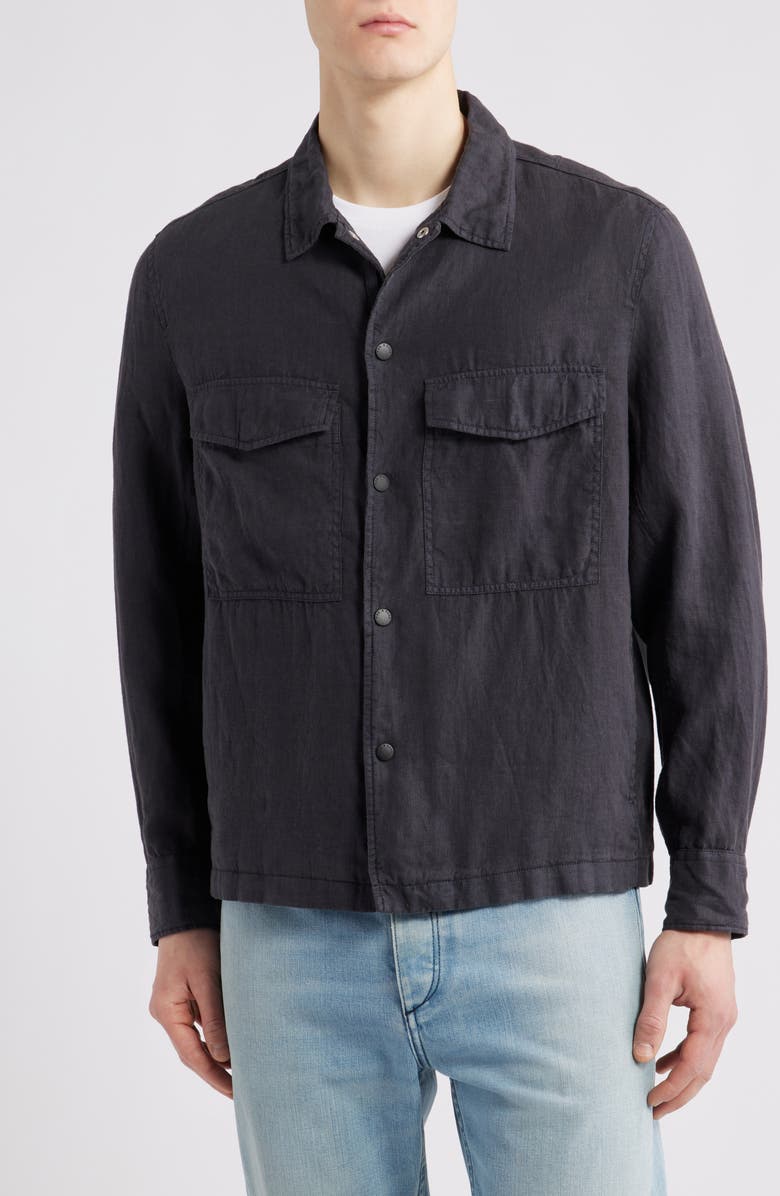 rag & bone Angus Linen Shirt Jacket, Alternate, color, Black
