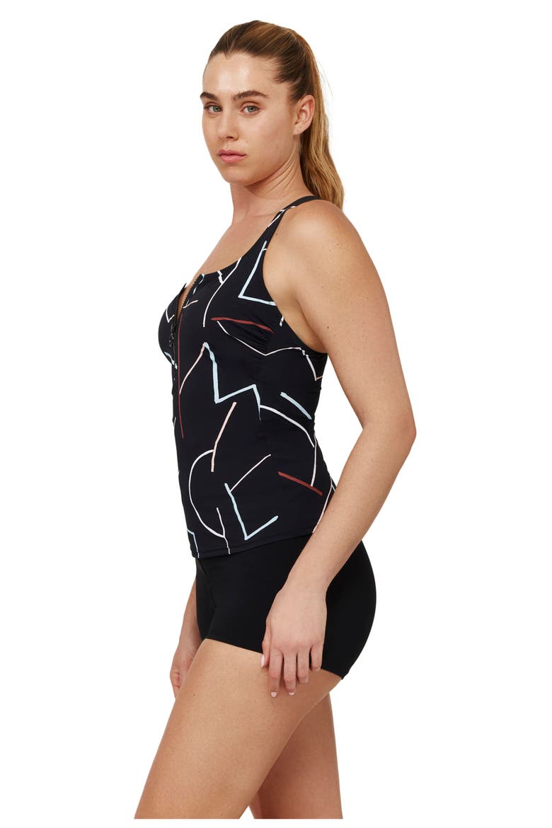 Kai Scoop Neck Tankini Top, Alternate, color, Multi Black