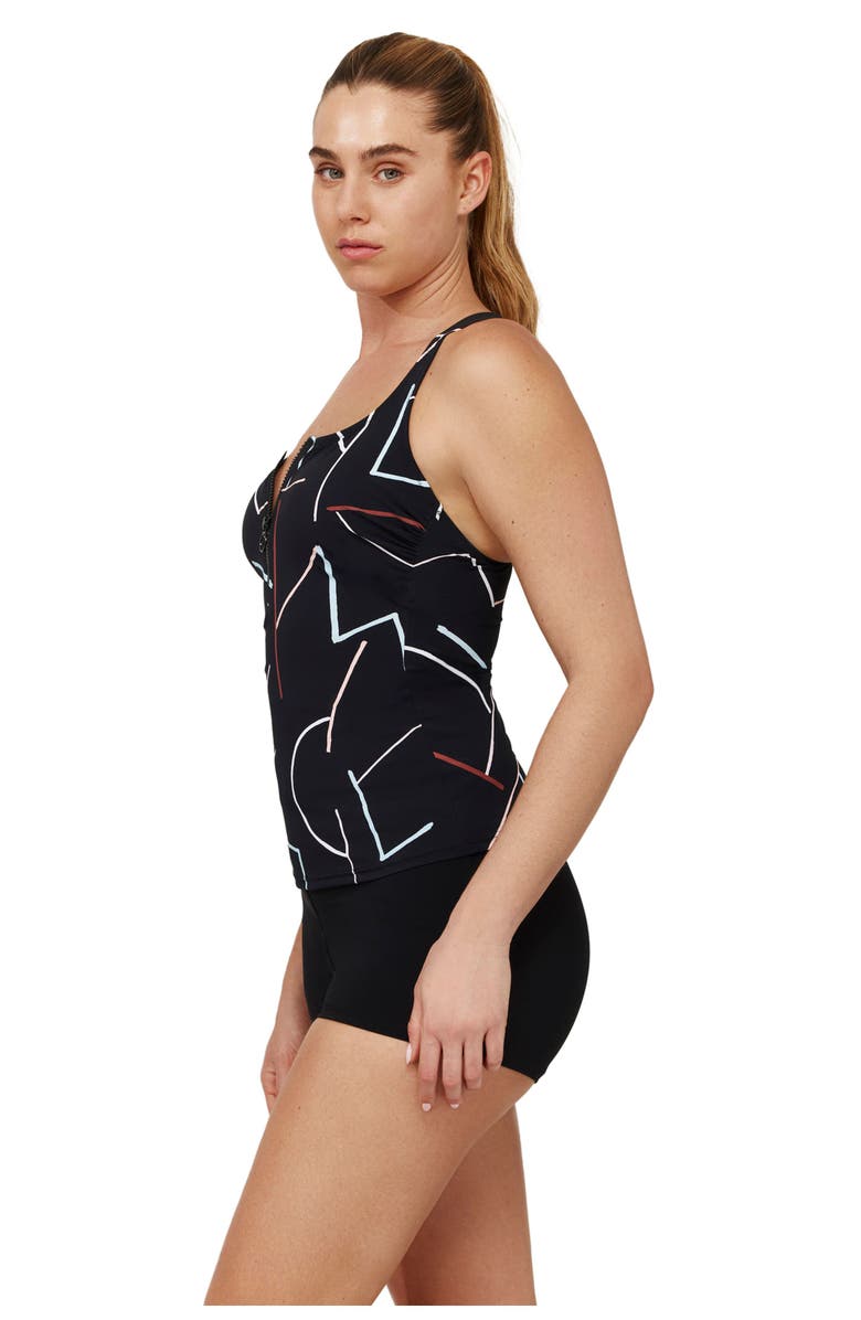 Free Sport by Gottex Kai Scoop Neck Tankini Top, Alternate, color, Multi Black