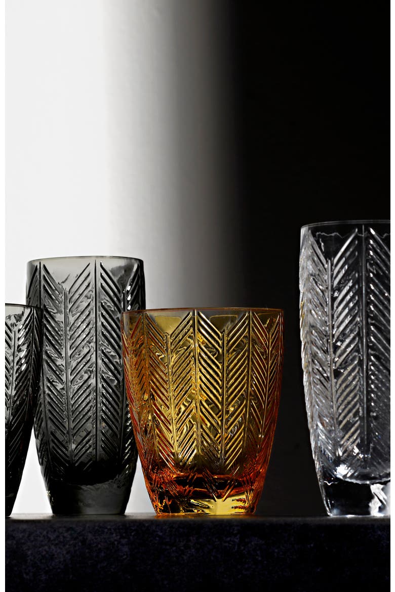 Wine Glasses ZIG ZAG Set of 6  Amber 9.8 oz, diam. 3.25", H 3.75", Alternate, color, Amber