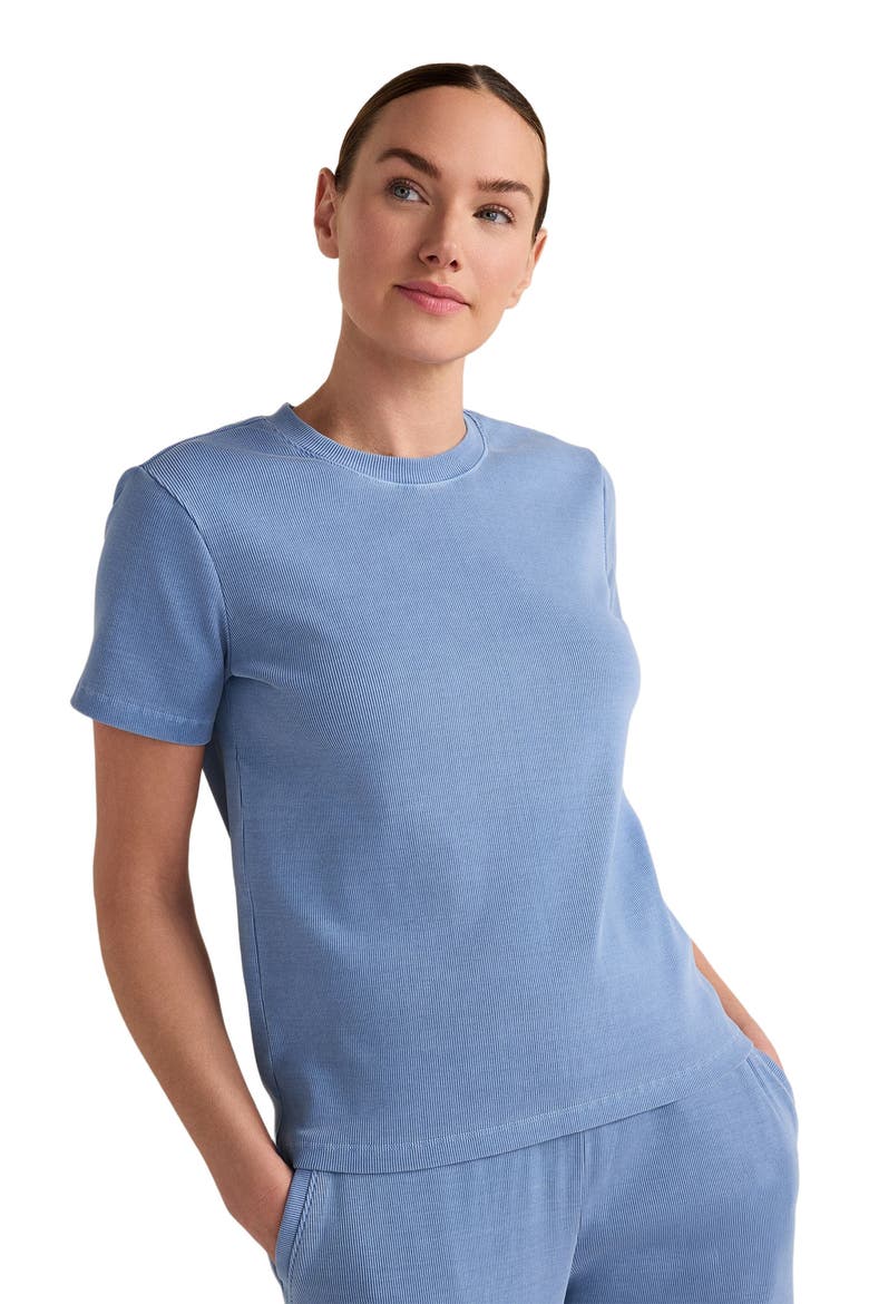 Organic Cotton Rib Knit Short Sleeve Tee, Main, color, Garment Dye Lake