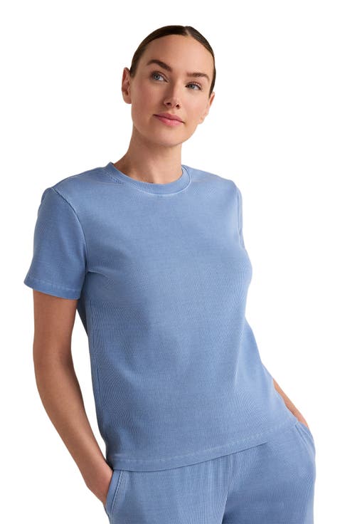 Organic Cotton Rib Knit Short Sleeve Tee