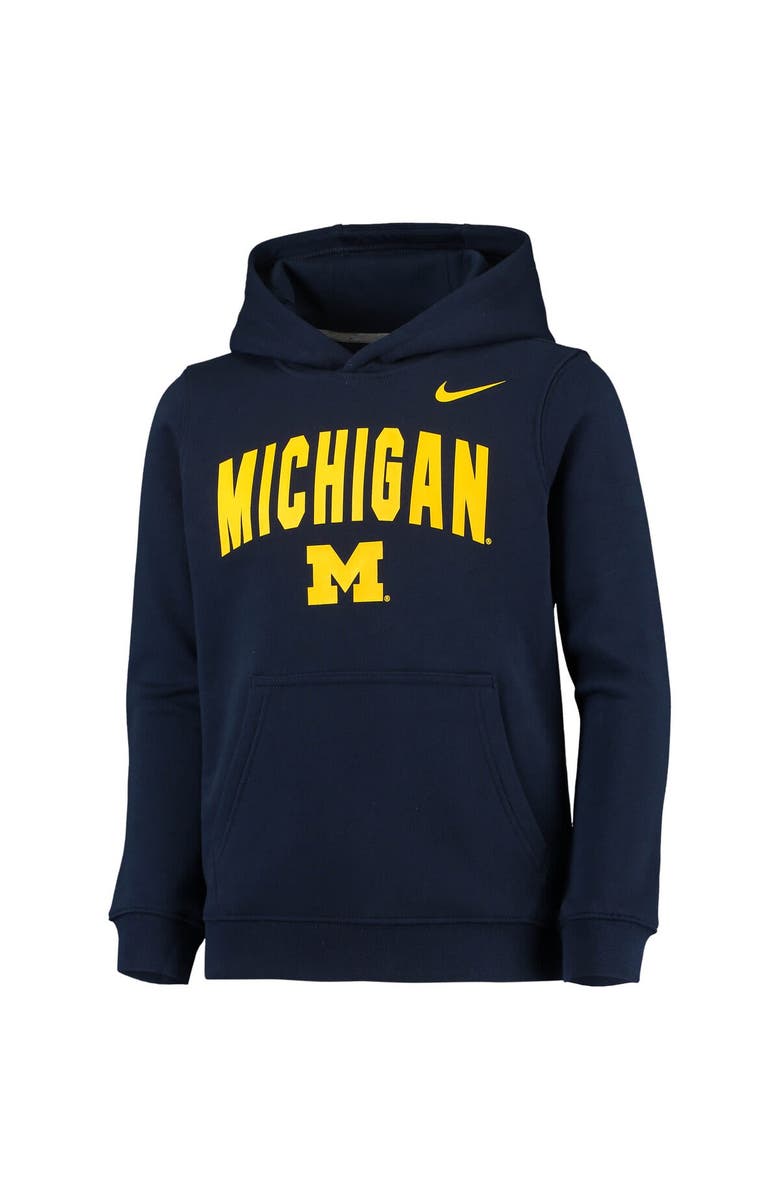 Nike Youth Nike Navy Michigan Wolverines Club Fleece Pullover Hoodie, Alternate, color, 