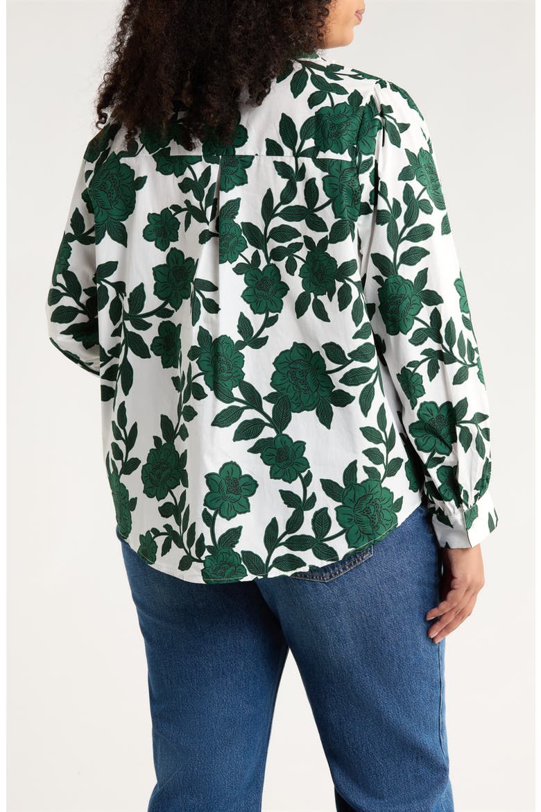 Kane Floral Cotton Ruffle Button-Up Shirt, Alternate, color, WHITE-FOREST