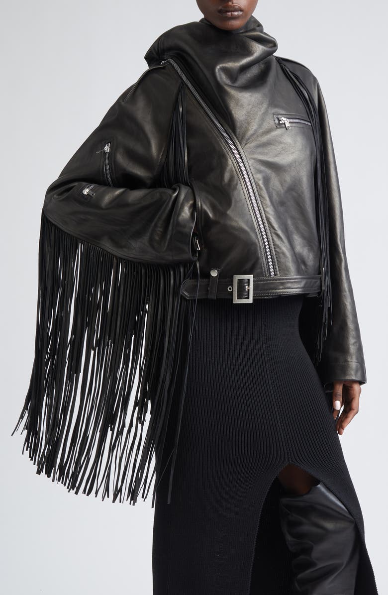 Rick Owens Crop Scarf Flight Jacket, Alternate, color,