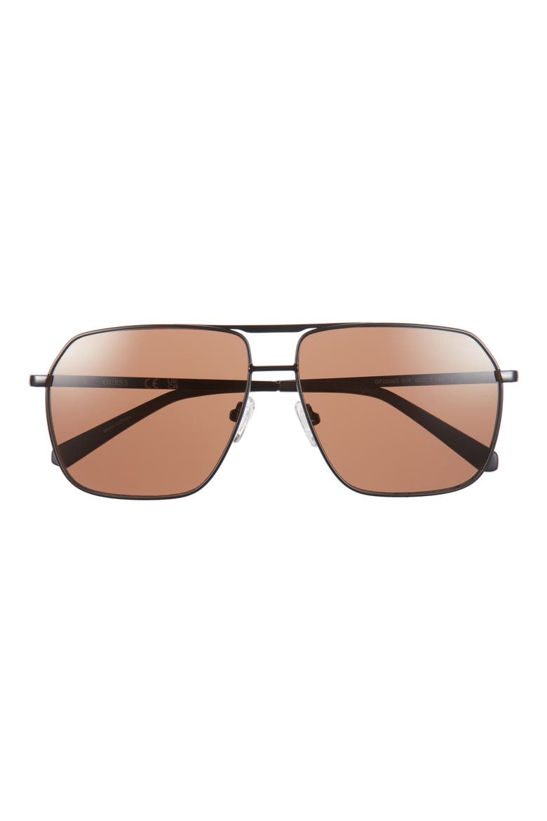 60mm Navigator Sunglasses, Main, color, SHINY BLACK / BROWN
