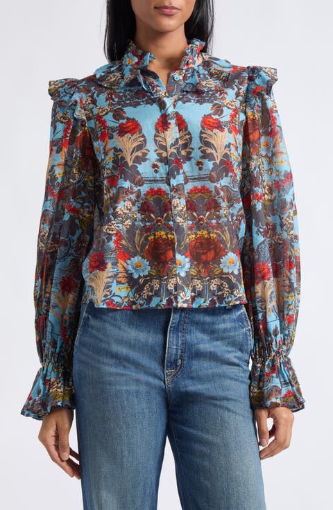 Bernice Print Ruffle Top