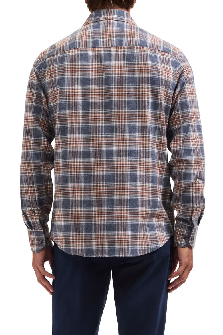 Axel Shaped Fit Plaid Button-Up Shirt, Alternate, color, SLATE