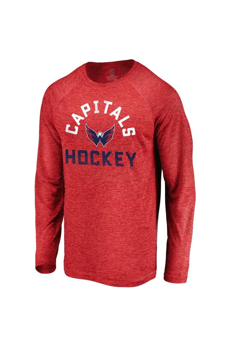 Men's Fanatics Athletic Red Washington Capitals Iconic Striated Breezer Raglan Long Sleeve T-Shirt, Alternate, color, Athletic Red