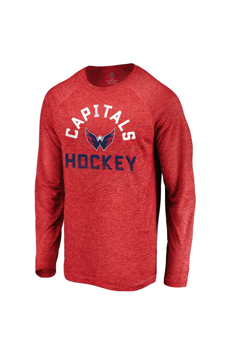 FANATICS Men's Fanatics Athletic Red Washington Capitals Iconic Striated Breezer Raglan Long Sleeve T-Shirt, Alternate, color, Athletic Red