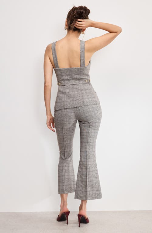 Good American Plaid Kick Flare Pants In Gray