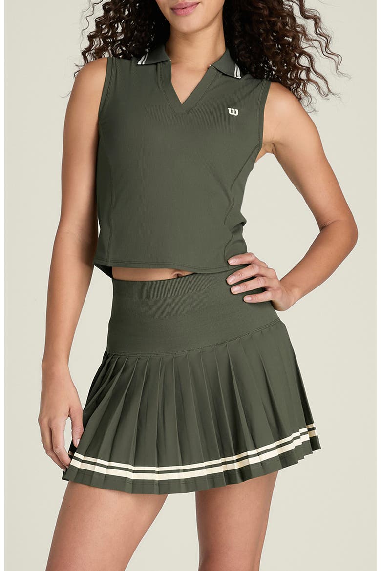 Rib Sleeveless Performance Polo, Main, color, GRAPE LEAF