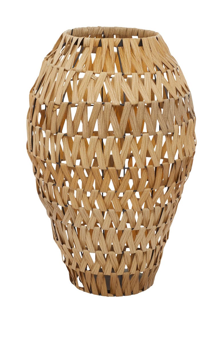 GINGER BIRCH STUDIO Brown Plastic Rattan Handmade Woven Vase, Main, color, 