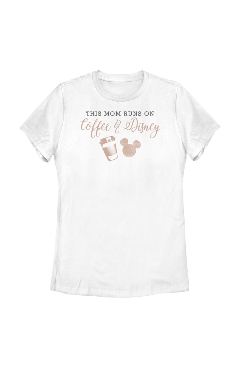 Mickey & Friends Women's Mickey & Friends This Mom Runs On Coffee  Graphic T-Shirt, Main, color, White