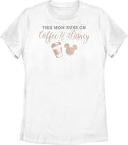 Mickey & Friends Women's Mickey & Friends This Mom Runs On Coffee  Graphic T-Shirt