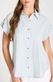 Blu Pepper Stripe Short Sleeve Button-Up Shirt