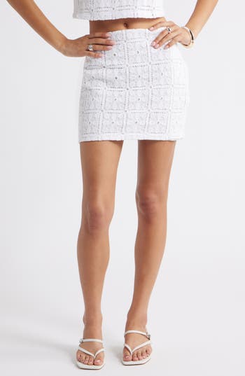 Open Edit Textured Knit Miniskirt In White