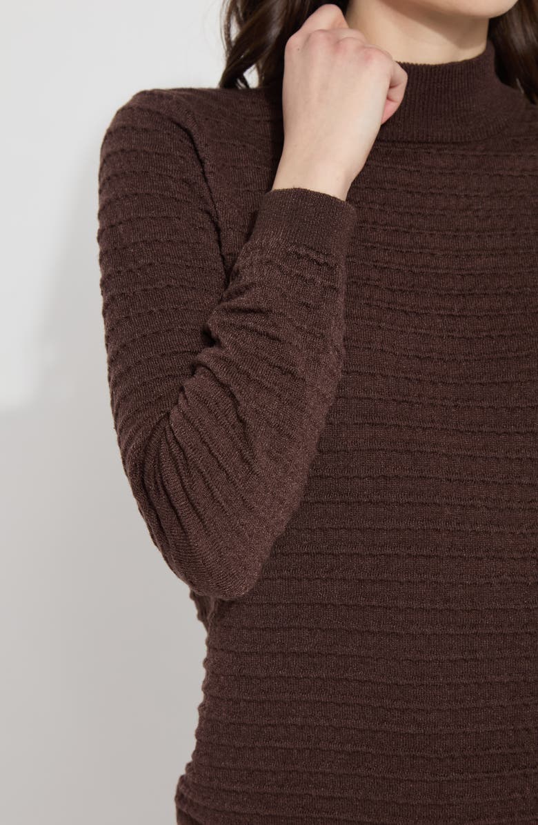 Lysse Smocked Mock Neck Sweater, Alternate, color, Dark Mocha