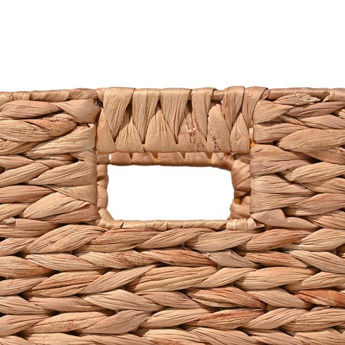Happimess Bryce Classic Farmhouse Handwoven Hyacinth Collapsible Storage Cube Baskets With Handles, In Natural