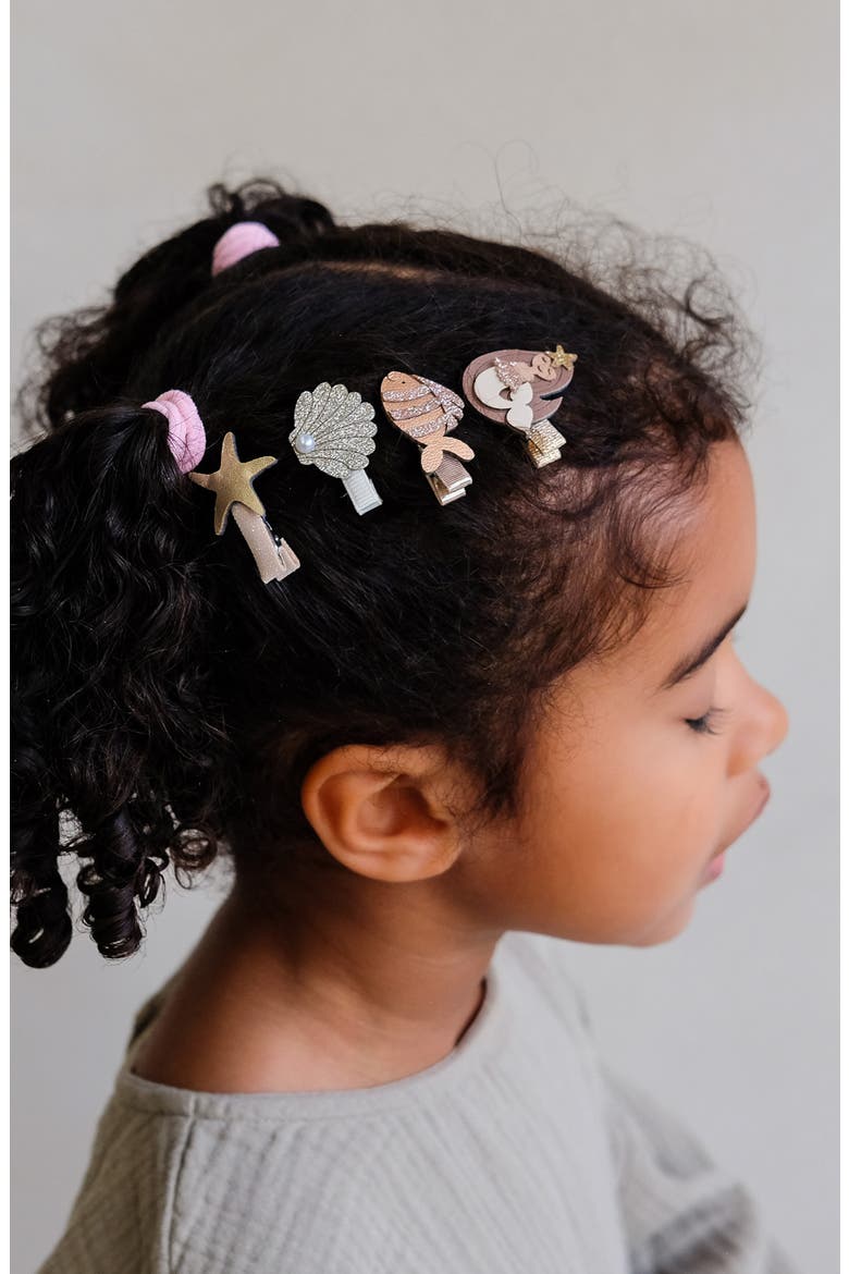 Kids' Mermaid 8-Pack Mini Hair Clips, Alternate, color, GOLD