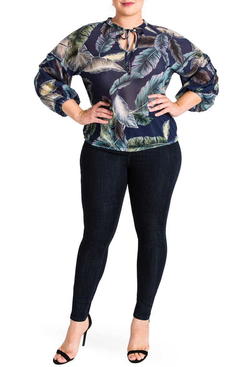 Lizzy Print Top, Alternate, color, LEAF PRINT