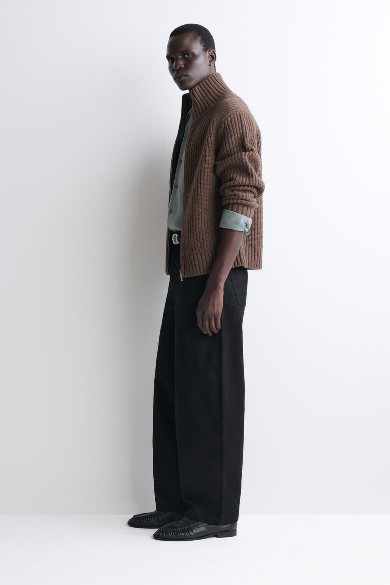 Mock-neck Knitted Wool Jacket, Alternate, color, BROWN