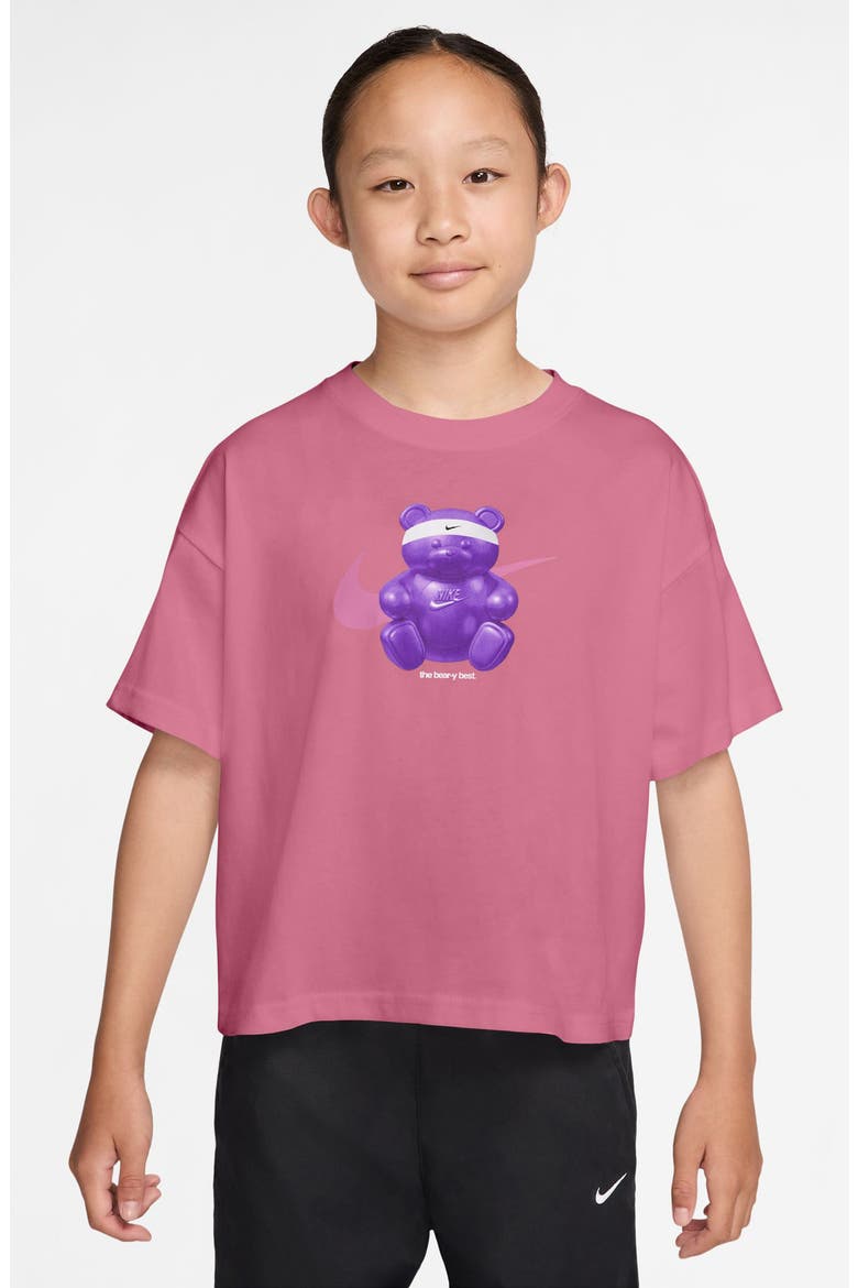 Kids' Bear Graphic Cotton T-Shirt, Main, color, PEONY