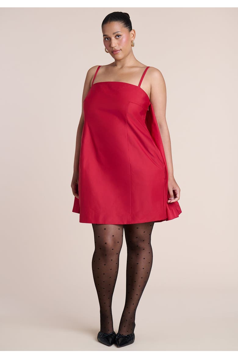 Cape Detail Taffeta Mini Dress, Main, color, SCOOTER RED