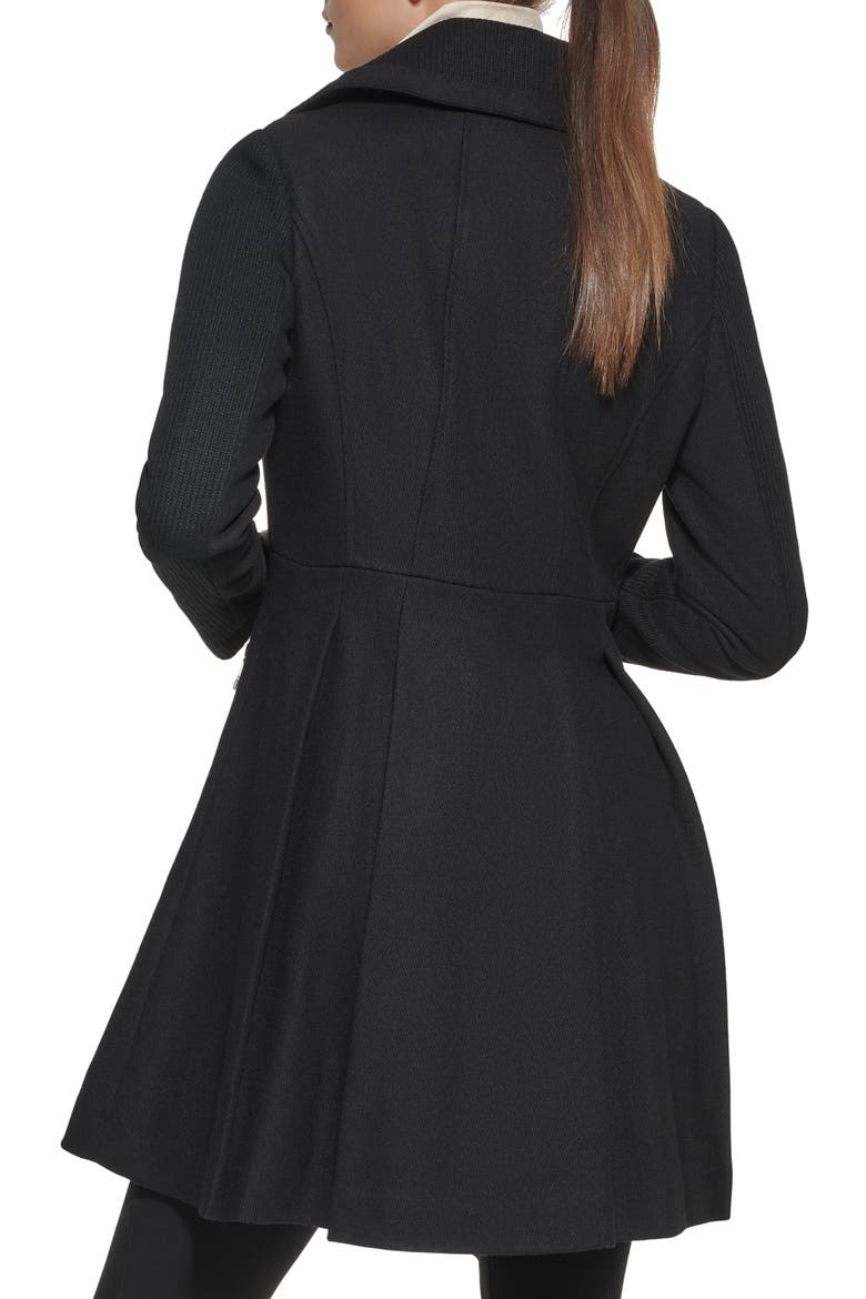 Wool Blend Flare Coat, Alternate, color, BLACK