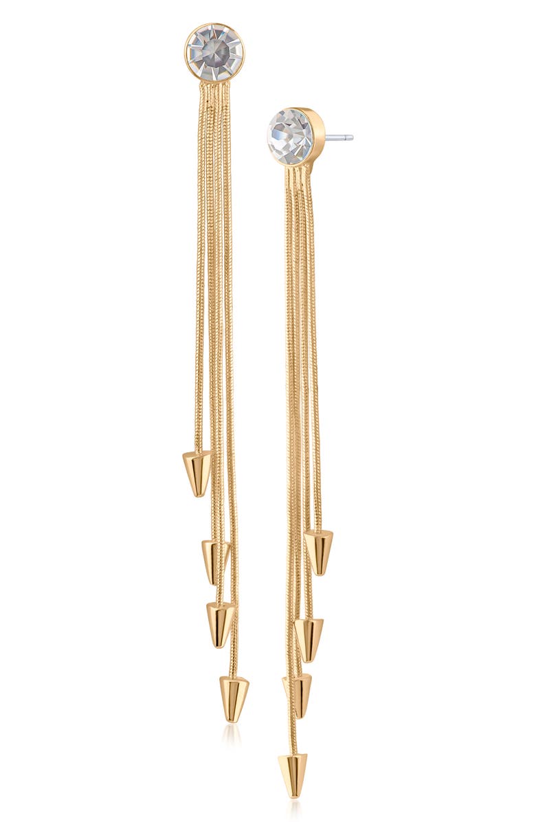 JARDIN Crystal Snake Chain Drop Earrings, Main, color, Clear Gold