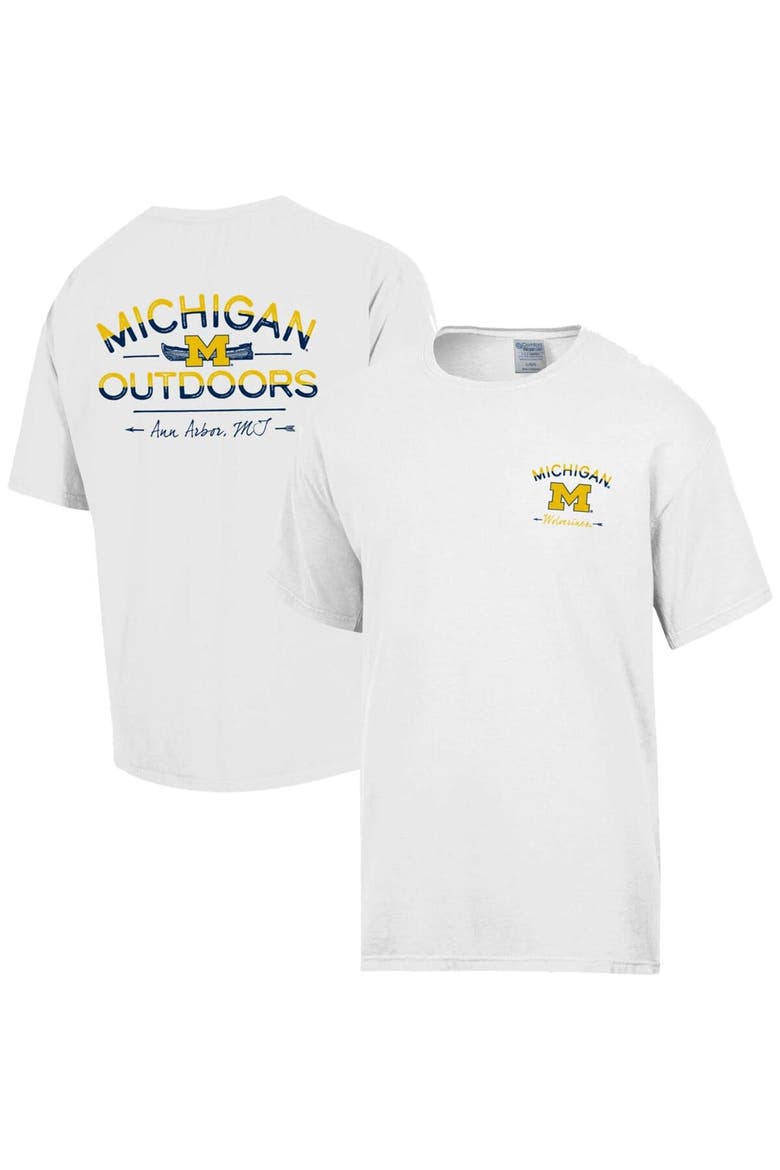 Men's Comfort Wash White Michigan Wolverines Great Outdoors T-Shirt, Main, color, White