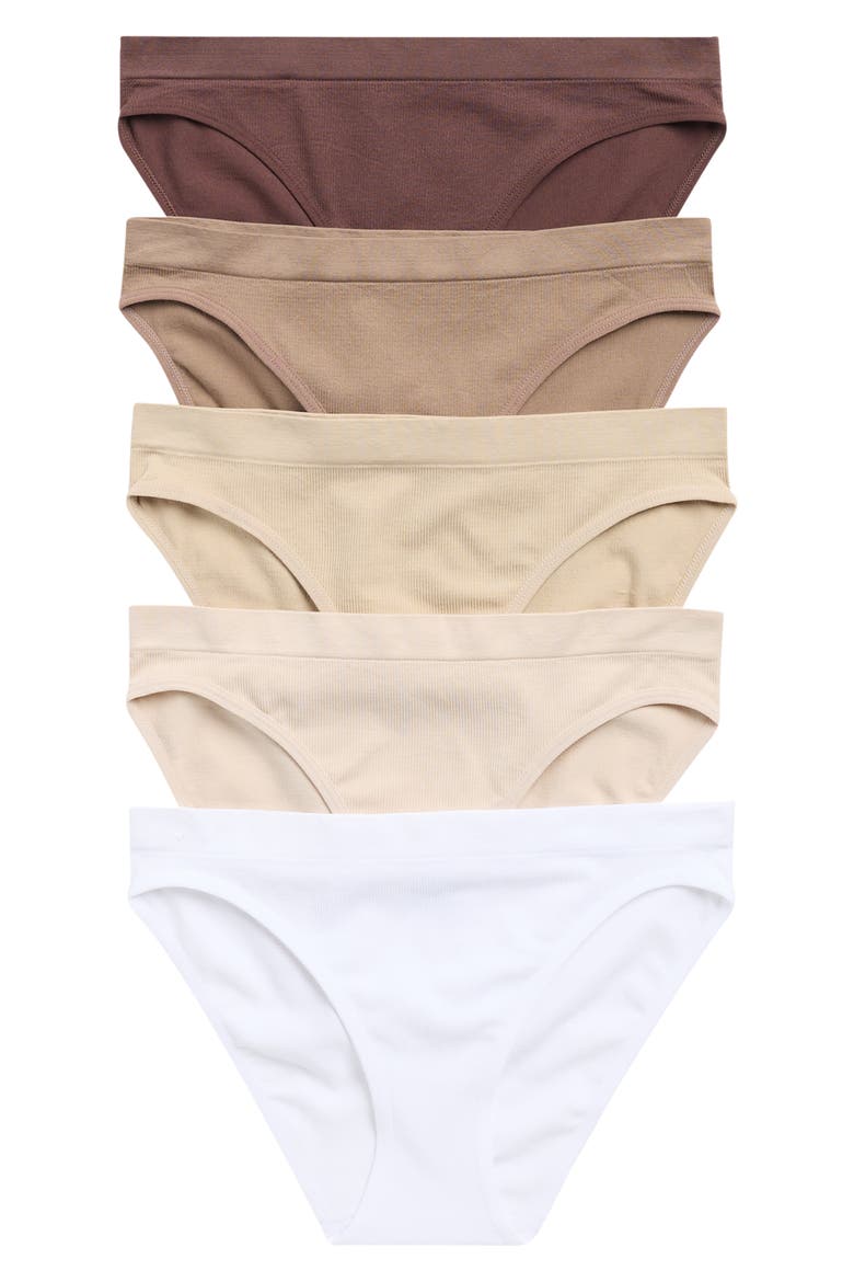 5-Pack Seamless Cheeky Briefs, Main, color, NEUTRAL MULTI