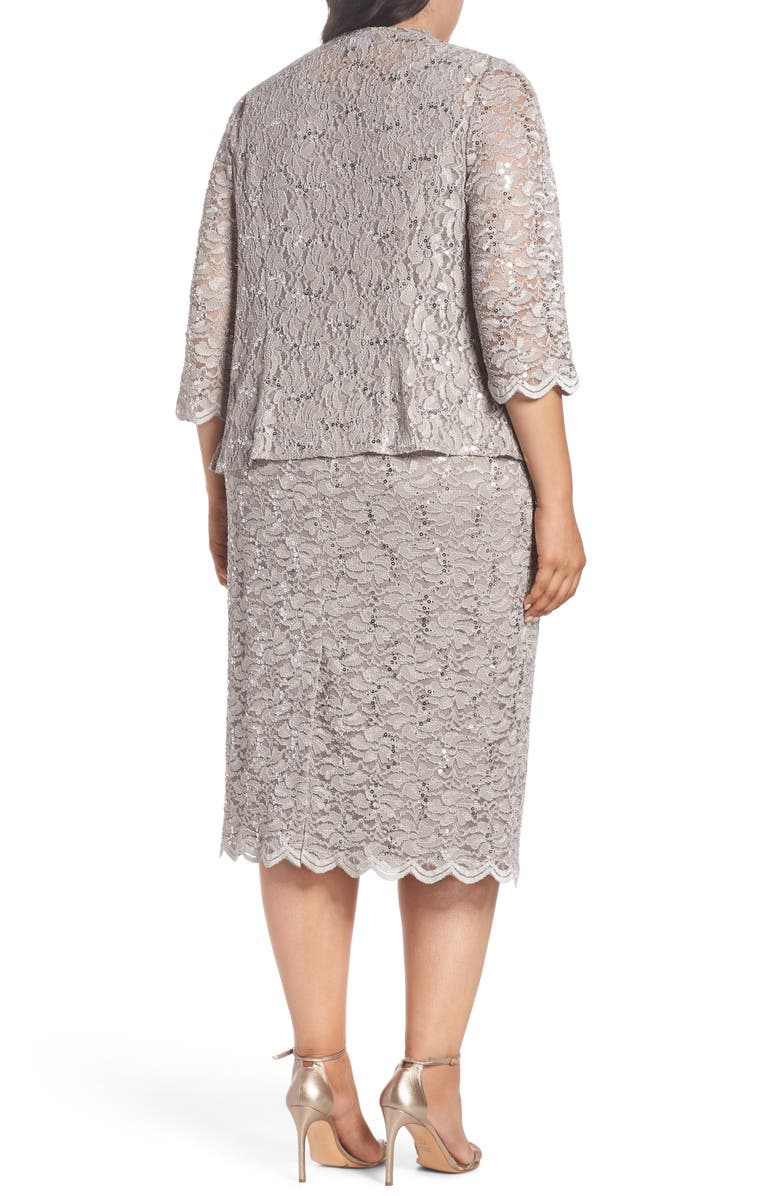 Alex Evenings Lace Cocktail Dress with Jacket, Alternate, color, 