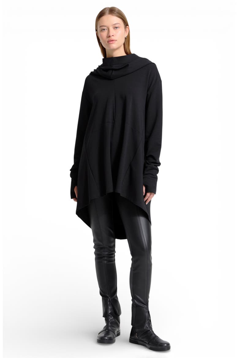 Firenze High-Low Hoodie, Alternate, color, BLACK