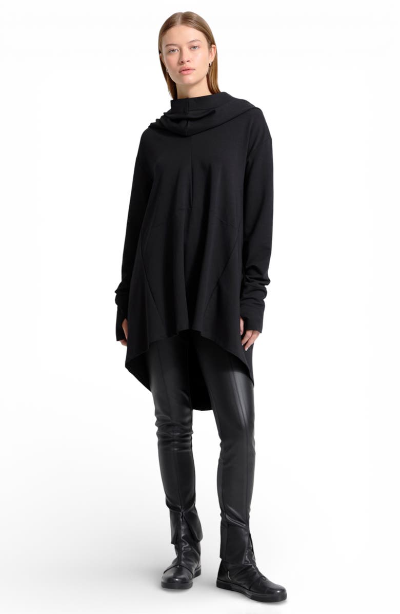 Marcella Firenze High-Low Hoodie, Alternate, color, Black