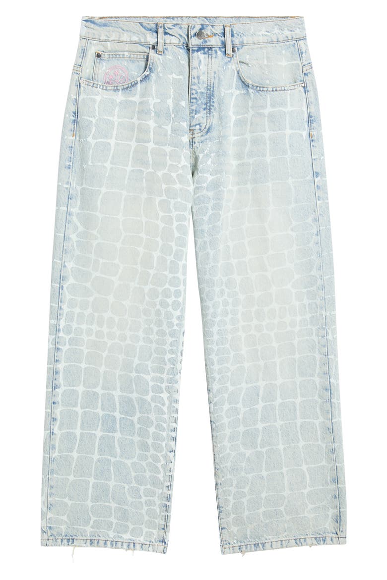 Crocodile Print Straight Leg Jeans, Main, color, HEAVY WASH