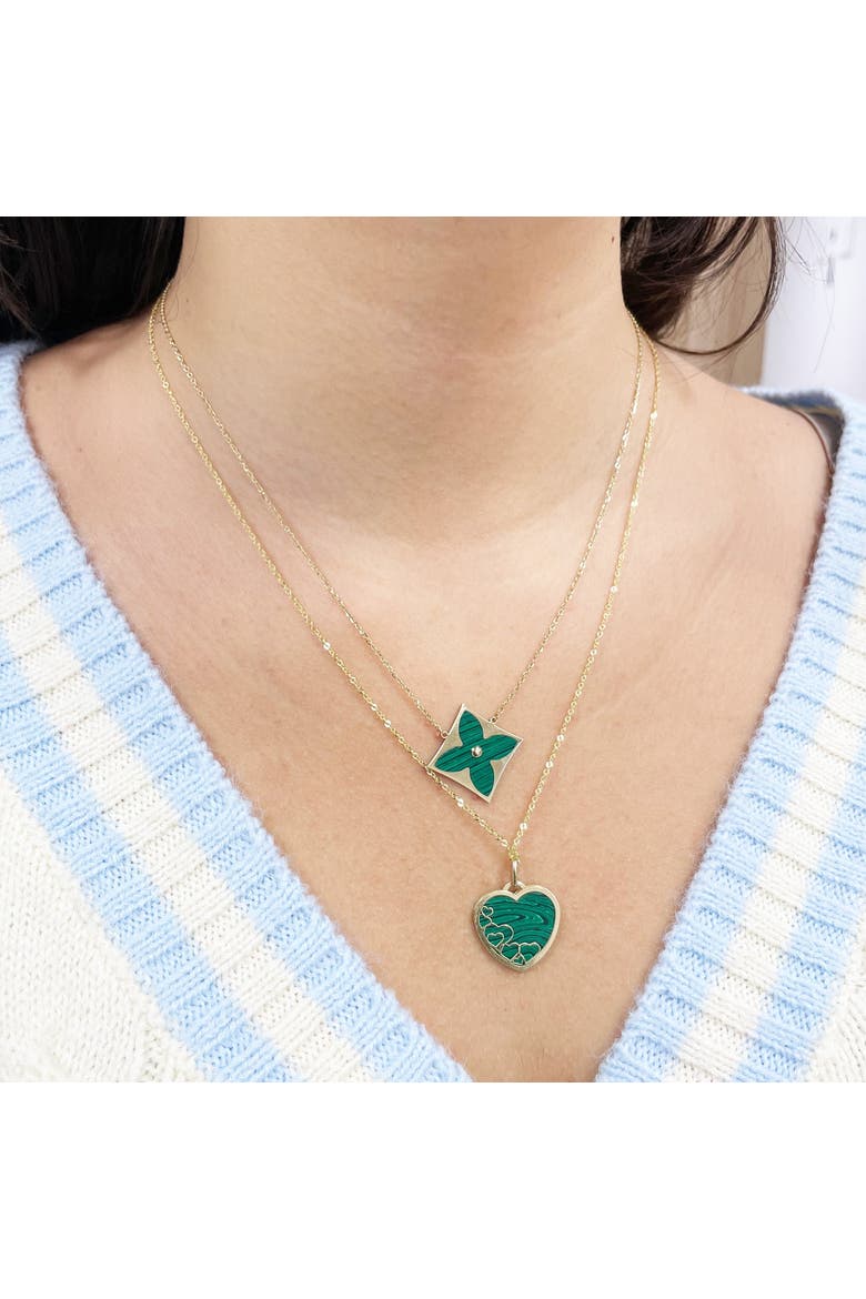Malachite Luxe Flower Necklace, Alternate, color, Malachite