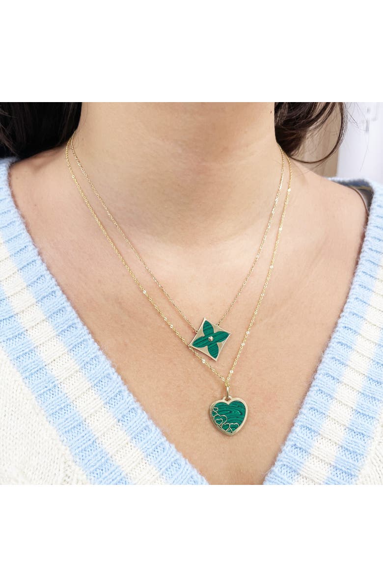 The Lovery Fine Jewelry Malachite Luxe Flower Necklace, Alternate, color, Malachite